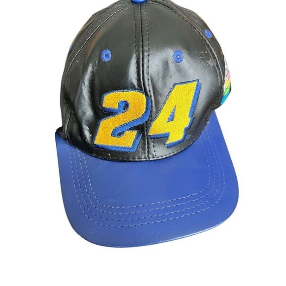 NWT Jeff Gordon #24 NASCAR Dupont Racing LEATHER HAT made in USA - Picture 2 of 9